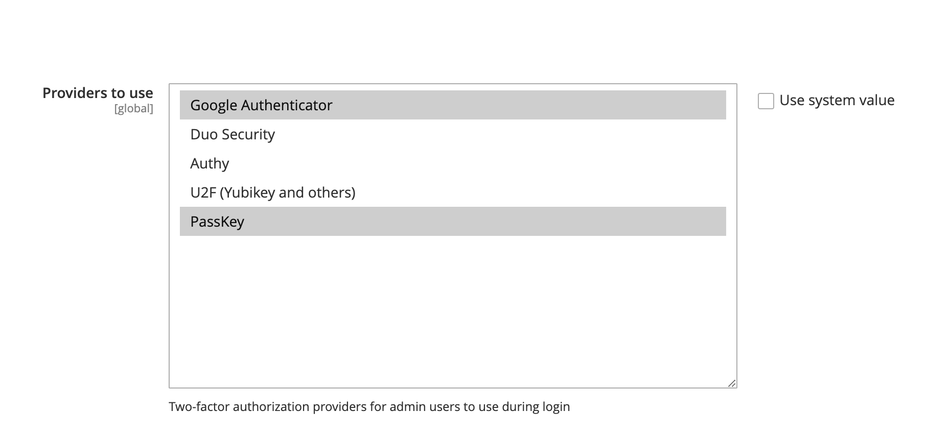 Settings configuration