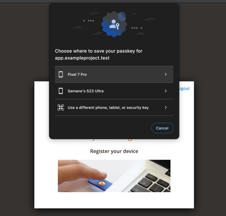 Passkey device registration